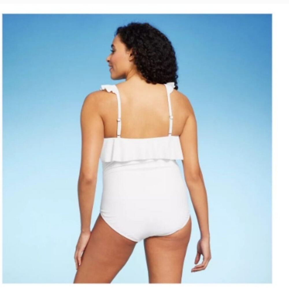 White Ruffled Swimsuit - Picture 2 of 4